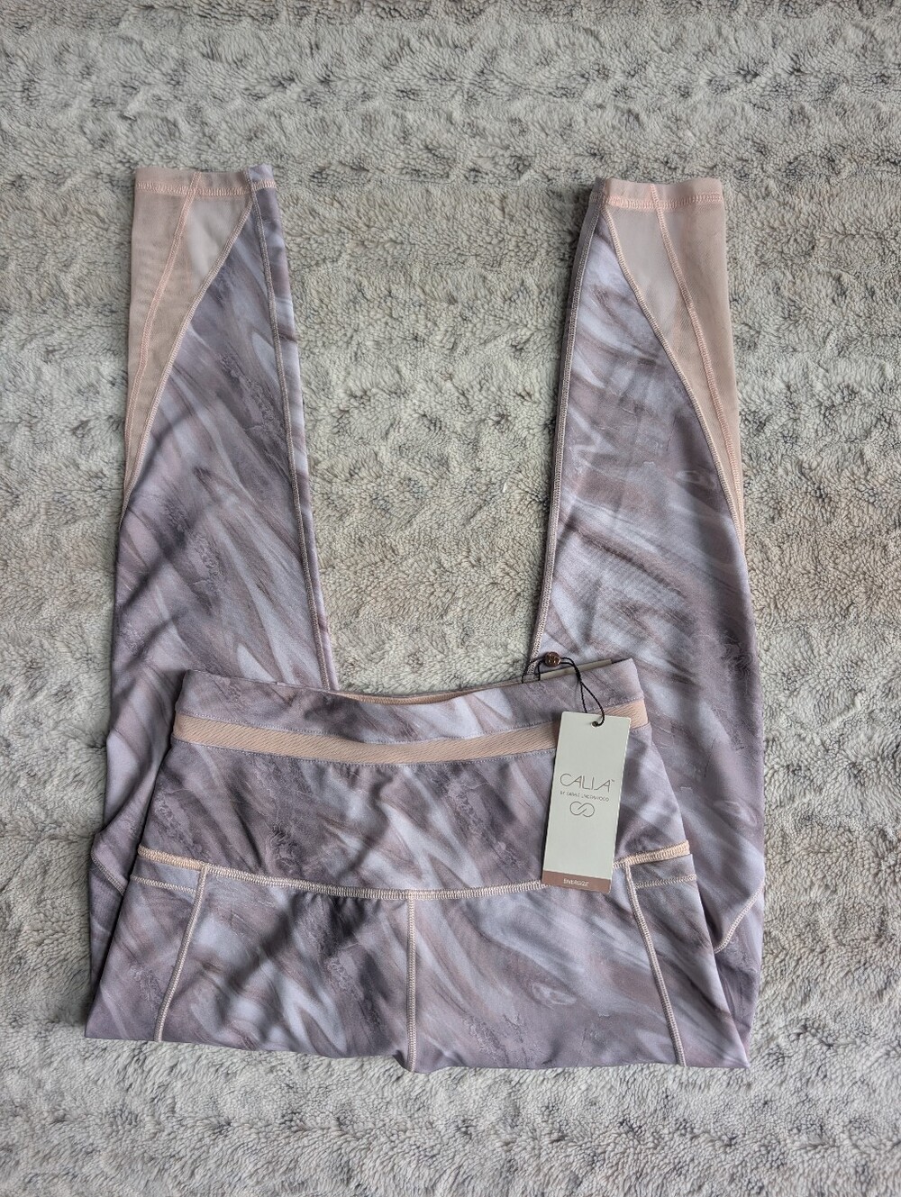 CALIA Energize Tonal Marble Mesh Inset Printed 7/8 Leggings